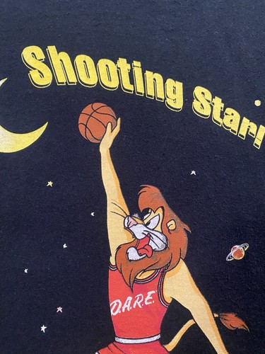 Vintage 1998 DARE To Resist Drugs T Shirt Jordan Jump Man Lion Black Large RARE - Picture 3 of 6