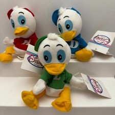 Lot of 3 NOS Disney Store Beanies Mini Bean Plush Huey Dewey Louie Duck w/Tags