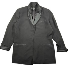 Vintage Eva Polini Couture Tuxedo Blazer Womens 20 Black Satin Collar USA Formal