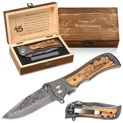 GiveGreatGift 15 Years Anniversary Keepsake for Him Gifts, 15th 3.5'', brown