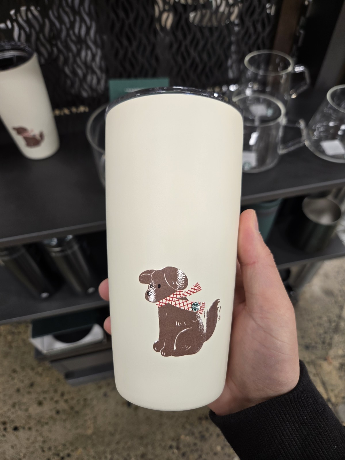 Starbucks MiiR 2025 Holiday Puppy Tumbler White 16oz