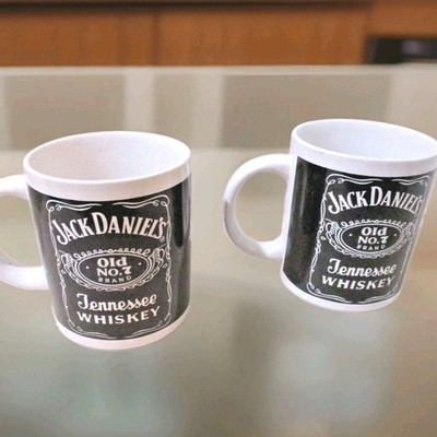 Jack Daniel's Coffee Mugs Old No. 7 Brand Tennessee Whiskey 2001 Double Sided x2