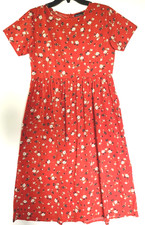 ASOS Red Floral Midi Dress Polyester S/S Cottagecore Country Peasant Size M 