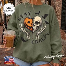 Creepy Halloween Skeleton Sweatshirt Spooky Scary Autumn Party Gift Idea Fun