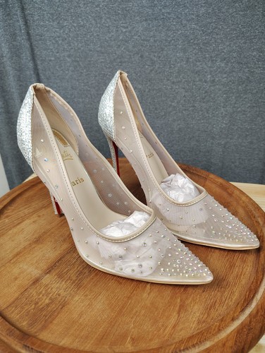 Christian Louboutin Follies Strass Rete Mesh, Glitter, and Strass Crystals 10 US