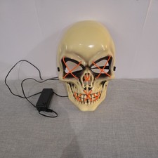 Light Up HALLOWEEN Battery Powered Mask Multi Modes Flashes Skeleton Face