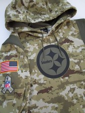 Mens XL Pittsburgh Steelers Hoodie Sweatshirt Nike Salute Service Onfield Camo