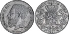 Belgium: 5 Francs Silver 1867 (Small Head, Pos.A, Large 7, F.w.dot, Morin 154b) - XF