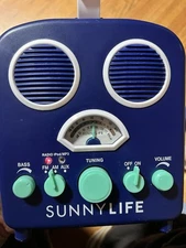 Sunny Life Beach Sounds AM/FM Speaker with Bluetooth and Blue Aux