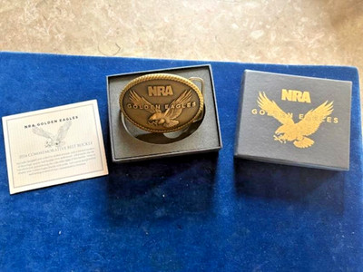 Golden Eagles NRA Members Belt Buckle 2014 - Commitment to Freedom - Box/Cert.