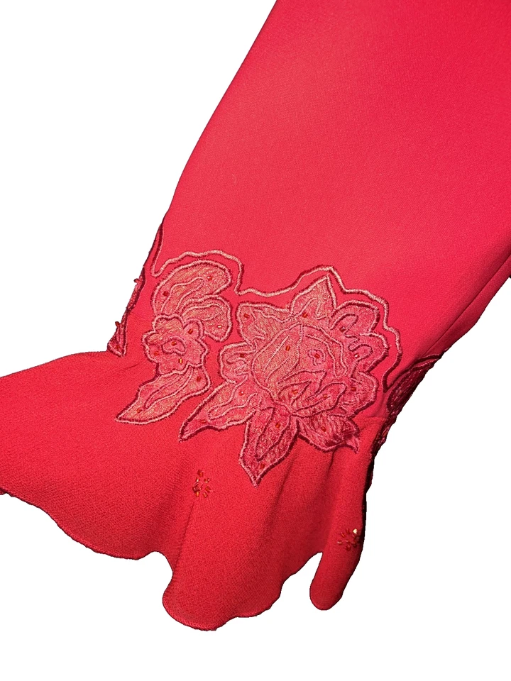 New John Meyer Jacket Plus Sz 22W Red Beaded Embroidered Lined Polyester Blazer - Image 4 of 4