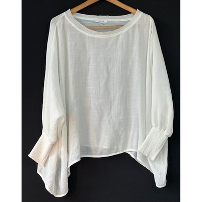 Fun2Fun Gauze Batwing Blouse Chic Classy Minimalistic Women S/M White Excellent