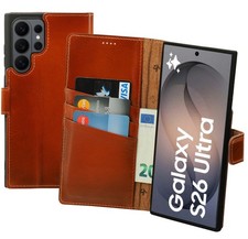Case For Samsung Galaxy S26 Ultra 5G Book Case Leather Protection Cover Cognac