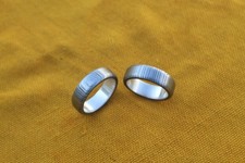 Damascus steel finger ring silver liner inside valentines couple gift 7.5/7 SIZE