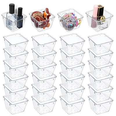 Clear Drawer Organizers Stackable Makeup Storage Bins 3x3x2 Inch 24 PCS