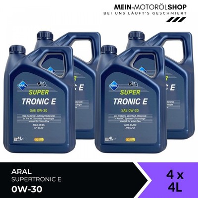 Aral SuperTronic E 0W-30 Motorenöl ACEA A5/B5 API SL/CF 4x4 Liter = 16 Liter