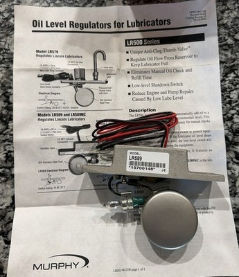 LR589: Oil Level Regulator For Lubricators; Regulates Lincoln Lubricators