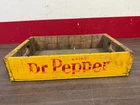 VINTAGE YELLOW DR PEPPER  WOODEN CRATE ANTIQUE DISPLAY 326