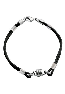 BREIL Tribe TJ0794 RIDER Herren Leder Armband Schwarz mit  Edelstahl Anhänger