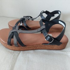 CLARKS DANIELLA RAY WOMENS BLACK LEATHER COMBI PLATFOR CASUAL SANDALS UK SIZE 7