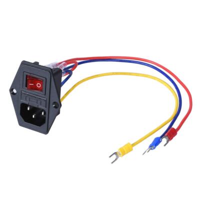 15a 250v Rocker Switch Power Socket Inlet Module Plug 5a Fuse Switch With 5pcs 1