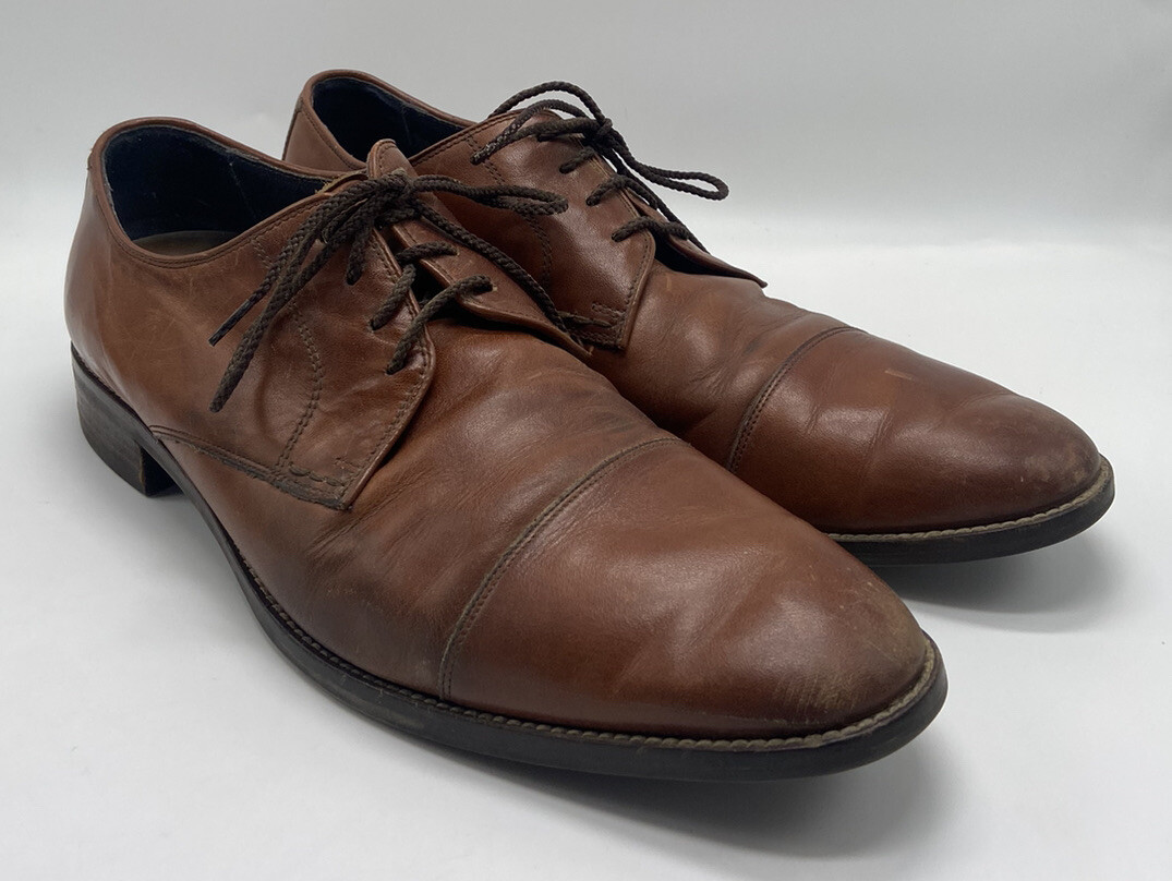 SAOLA Oxford Cole Haan uomo Lenox Hill Grand.OS pelle marrone punta cappuccio C11632 US 11M