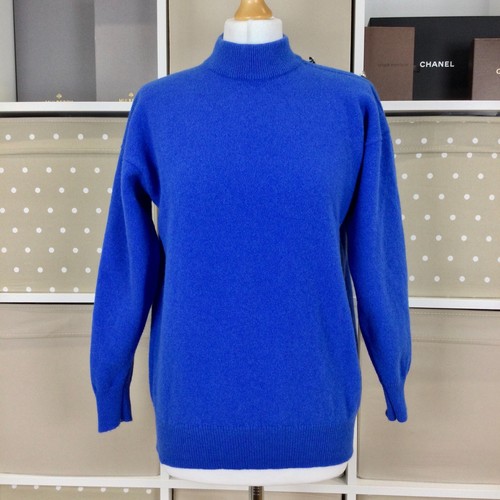 Highland Home Industries Wool Jumper Medium 38 Blue Statement Buttons Knit