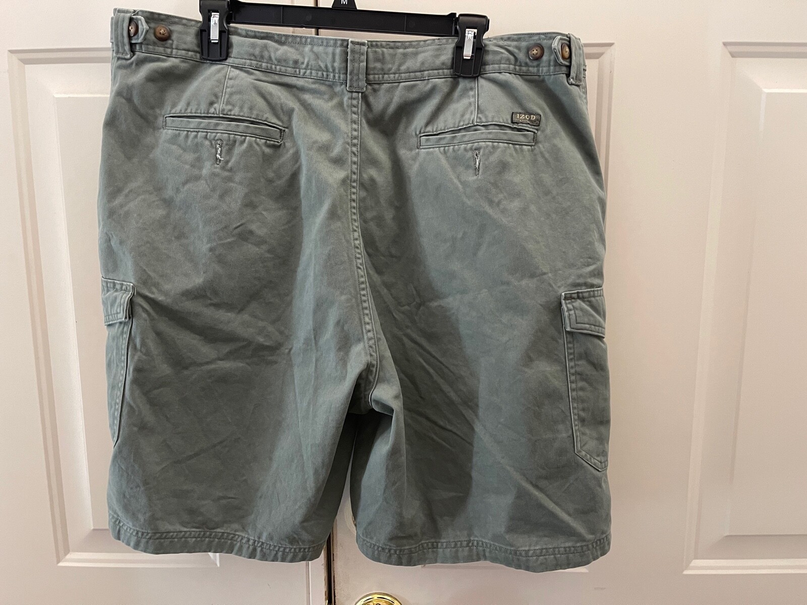 Men’s IZOD Green Khaki Cargo Shorts 100 Cotton V… Gem