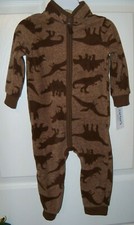 Carter's Dinosaur Raptor Full Zip One Piece Open Foot Pajama Boys 18 Months NWT