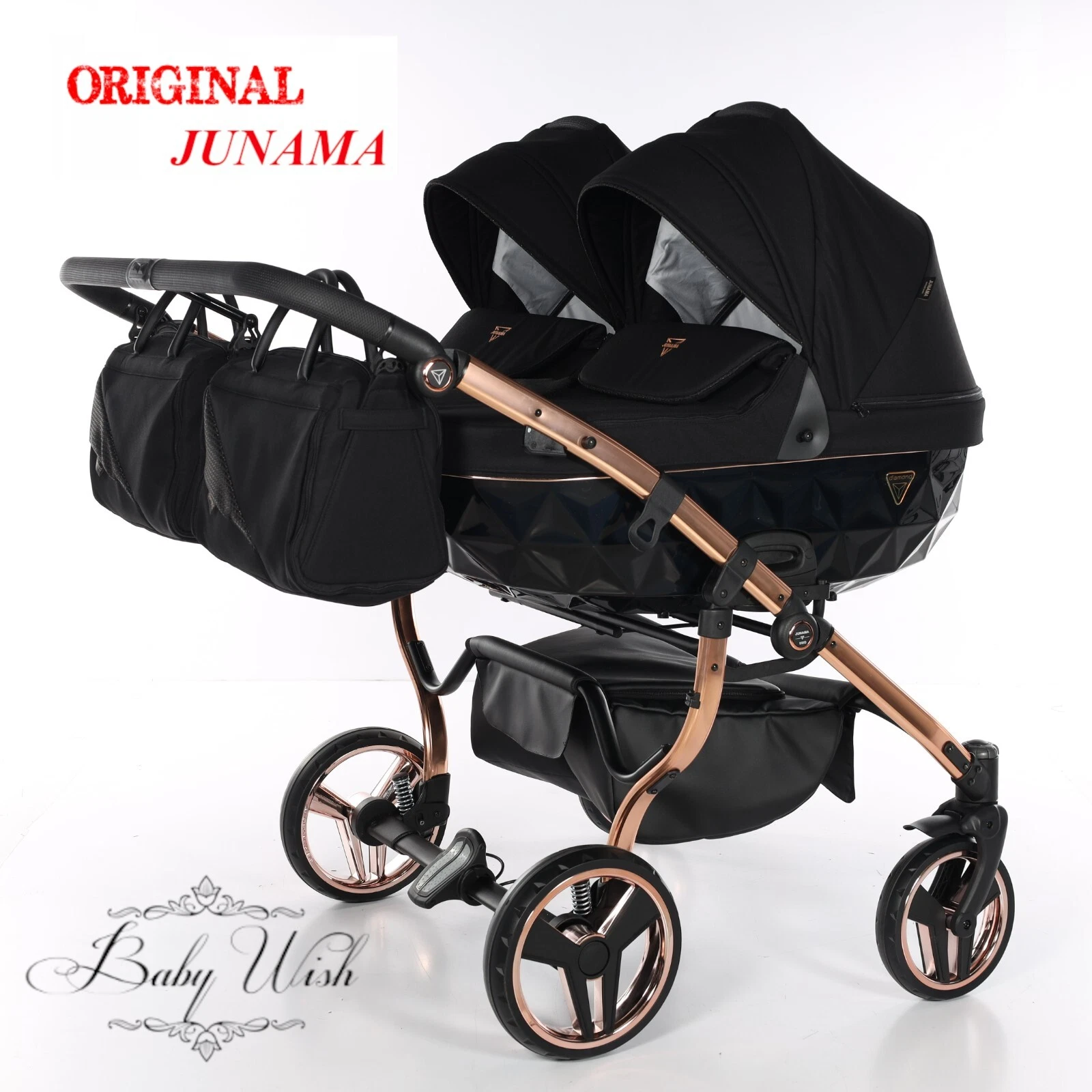 JUNAMA INDIVIDUAL DUO V2 STROLLER TWIN PRAM 3in1 CARRYCOT+ PUSHCHAIR+ CAR SEAT