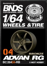 1/64 Plastic WHEELS RIMS TIRES SET For Diecast Models -ADVAN RG-04 -BRONZE-