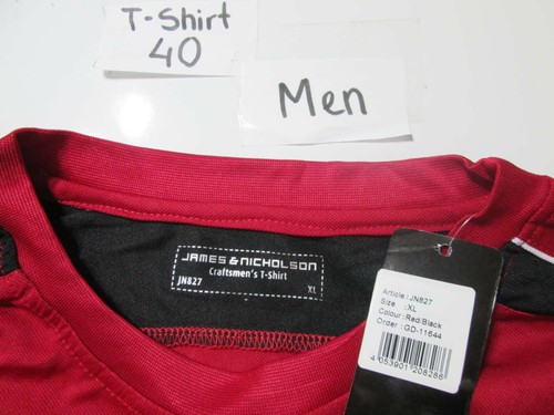 James & Nicholson Hombres Talla XL Camiseta Roja/Negro Cuello Redondo Manga Corta - Imagen 7 de 7
