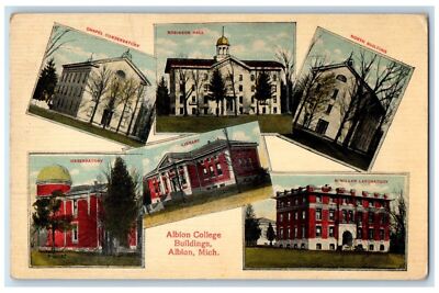 1915 Albion College Buildings Albion Michigan MI Antique Multiview Postcard
