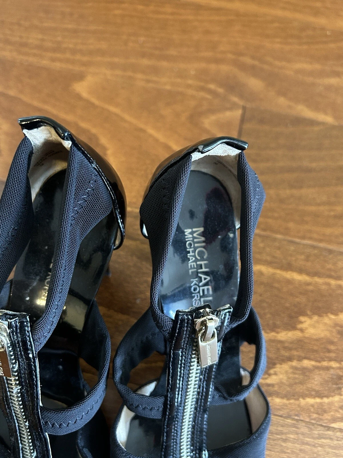 Michael by Michael Kors donna nero zip davanti tacco sexy taglia 7 M punta aperta