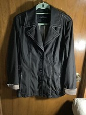 Platinum Utex Waterproof Large Peacoat Style Jacket…black With White Stitching