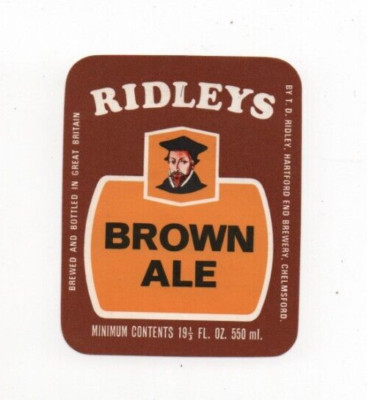 England - Vintage Bier Etikett - Ridley's, Chelmsford - Ridley's Brown Ale