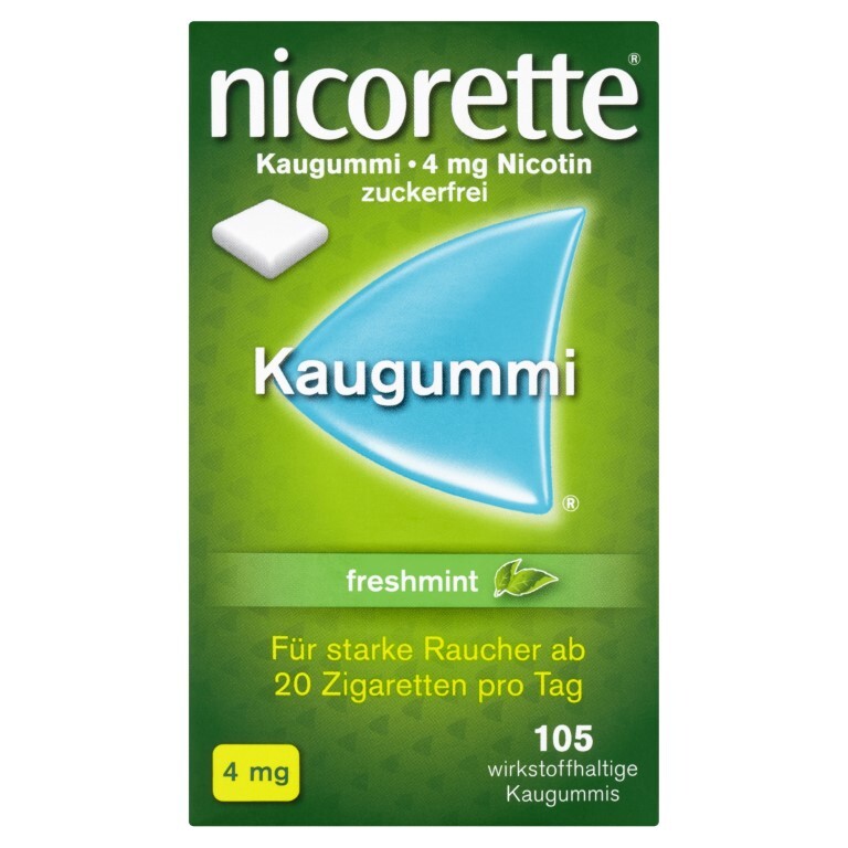 nicorette Kaugummi 4 mg Nicotin zuckerfrei freshmint f, 105 St. Kaugummi 3643454