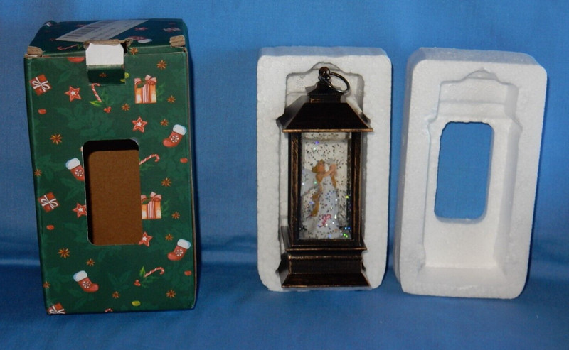 Angel in Lighted 5" Lantern Glitter Globe Ornament Decor in Box