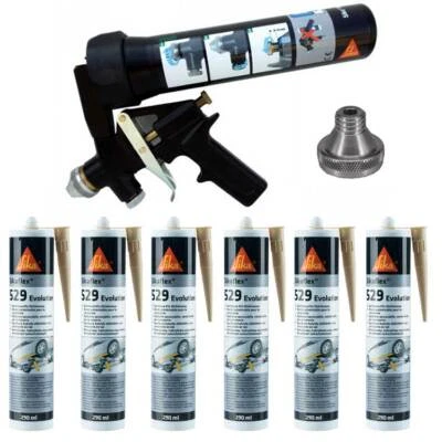 Spraygun Pistole Unterbodenschutz Klebe Dichtmasse + 6 Kartuschen Sikaflex 529