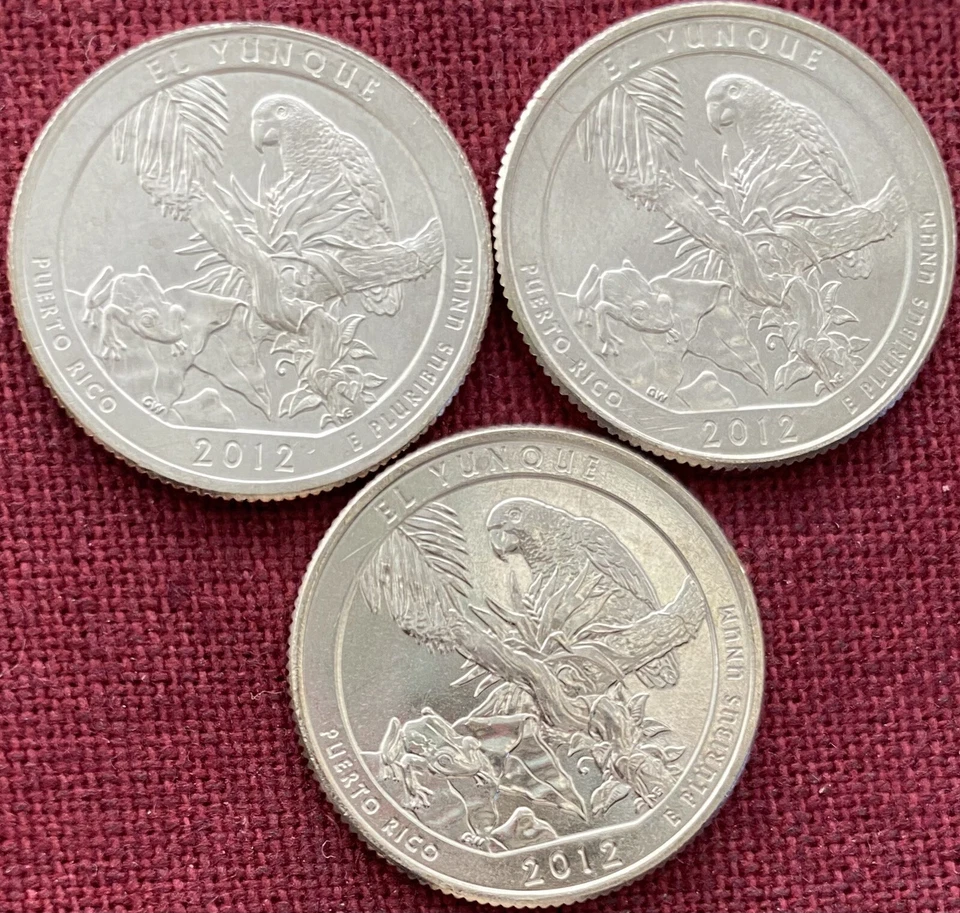 2012 BU Puerto Rico El Yunque P/D/S National Parks Quarters - Lot of 3 - Image 3 of 4