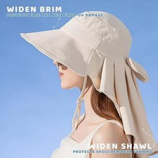 Womens Sun Hat UPF 50 Wide Brim Gardening Hat with Neck Flap