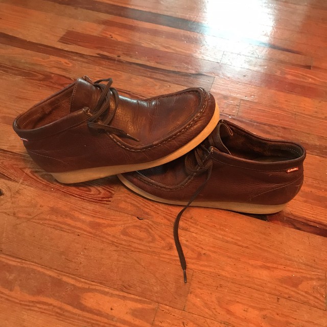brown leather wallabees