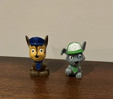 Paw Patrol Puppy Figures Toys ~2” Figurine Lot Of 2 Chase Rocky