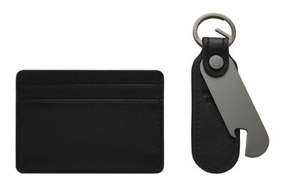 FOSSIL Steven Card Case and Keyfob Bottle Opener Gift Set Kartenhalter Black Neu