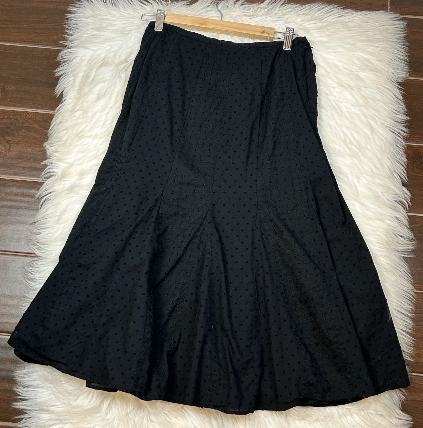 JM Collection Tulip Flared Full Eyelet Panel Skirt Size 8 Artsy Boho Cottagecore
