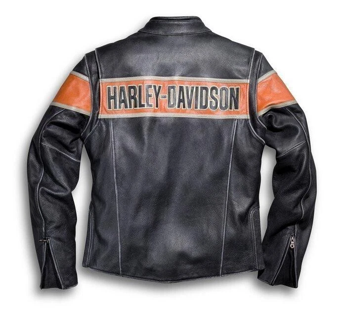 Harley Victoria Lane Men’s Black Leather Motorcycle Biker Jacket - Image 2 of 4