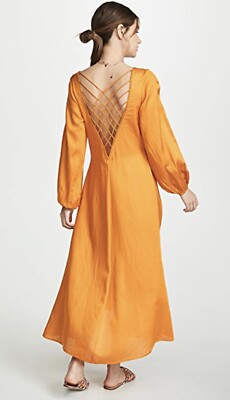 Free People NEW Later Days Midi Dress In Tangerine Size 2 Back CutOut | eBay