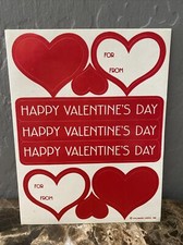 Hallmark 1980s Valentines Day Hearts Sticker Sheet Stickers