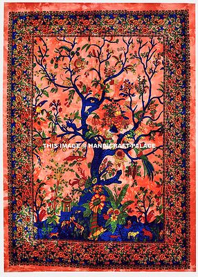 Tree Of Life Tapestry Beach Throw Blanket Indian Wall Hanging