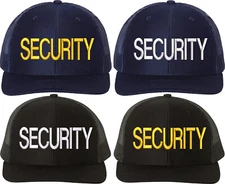 SECURITY Embroidered LARGE Snapback Trucker Cap Security Officer Guard Mesh Hat